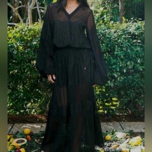 Royal Hahness - We are HaH black mesh lace long sleeve dress w/ POCKETS fits